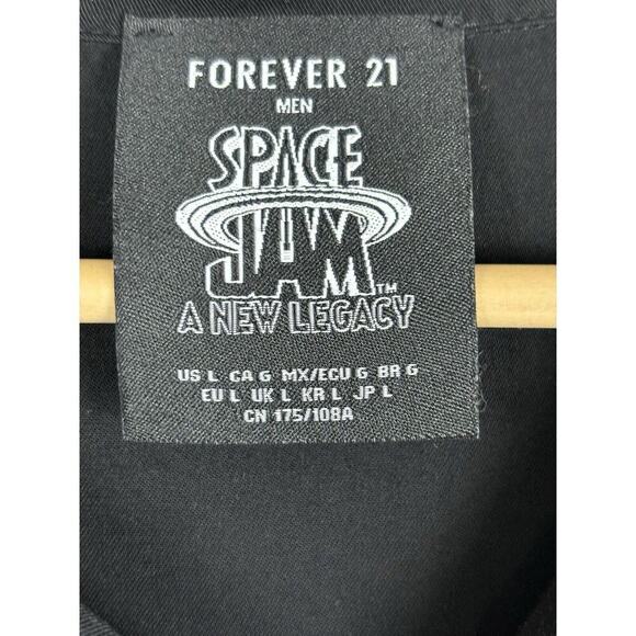 Forever 21 Men Space Jam Looney Tunes Button Up Shirt Size XL Black Cartoon - Picture 7 of 8